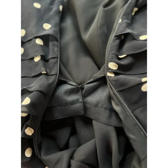 Vintage 90s hetta B Maxi Dress Sz 12 100% Silk Polka Dot Black White Sleeveless - Picture 12 of 13